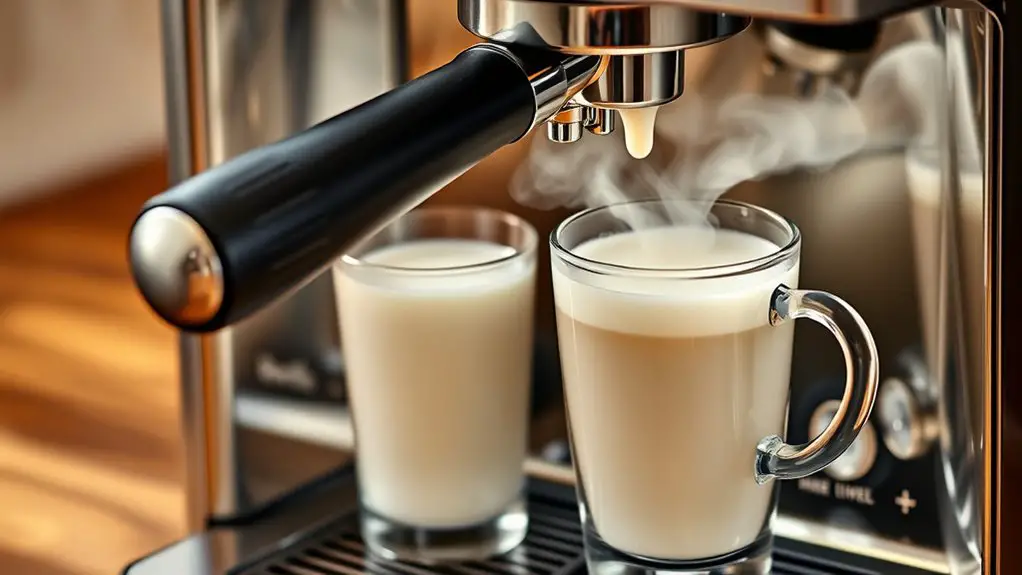 frothing milk with breville