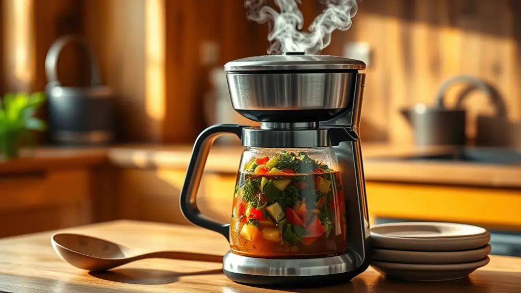 soup preparation with coffee maker